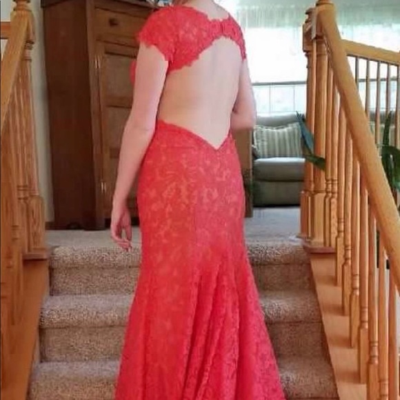 Hot Coral Prom Dress